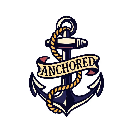 Traditional Anchor With Rope And Banner