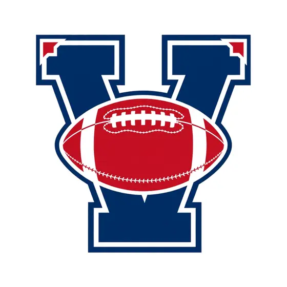 Navy and Red Varsity V with Football