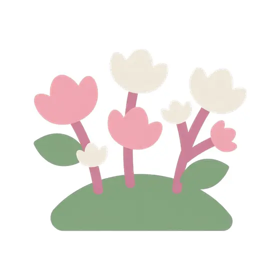 Pink and Cream Blossom Cluster on Green Mound