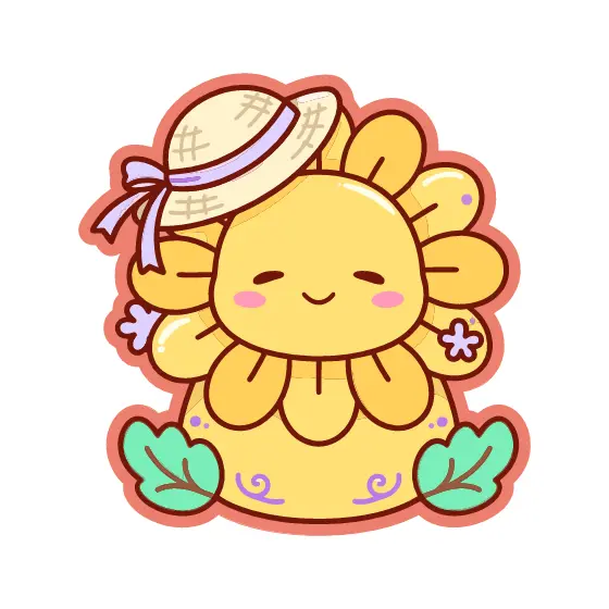 Sunflower Character Tilted Hat Side View