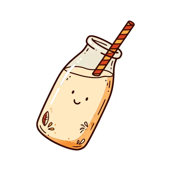 Tipped Milk Bottle With Straw