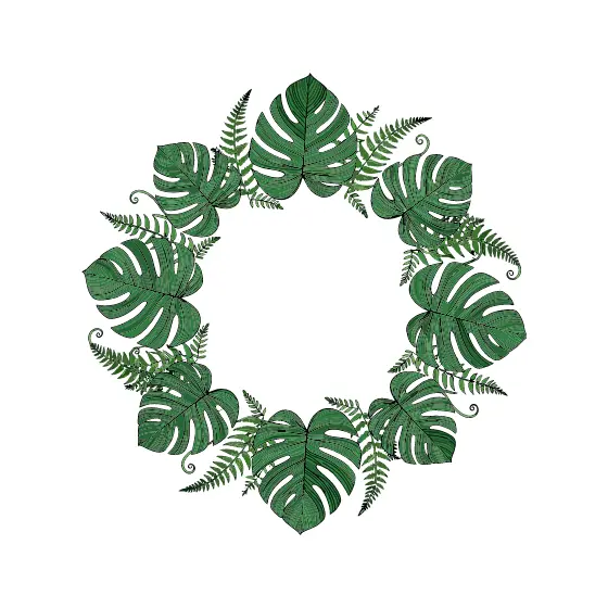 Monstera and Fern Leaves Wreath