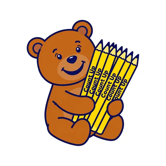 Teddy Bear Holding Count Up Pencils