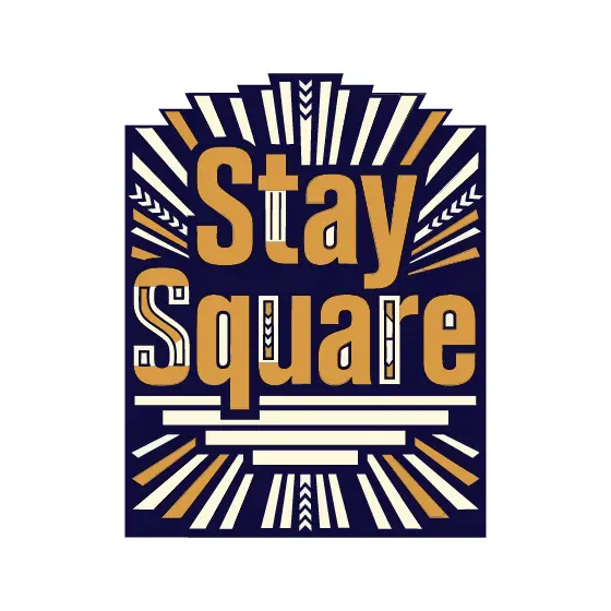 Stay Square Art Deco Striped Lettering