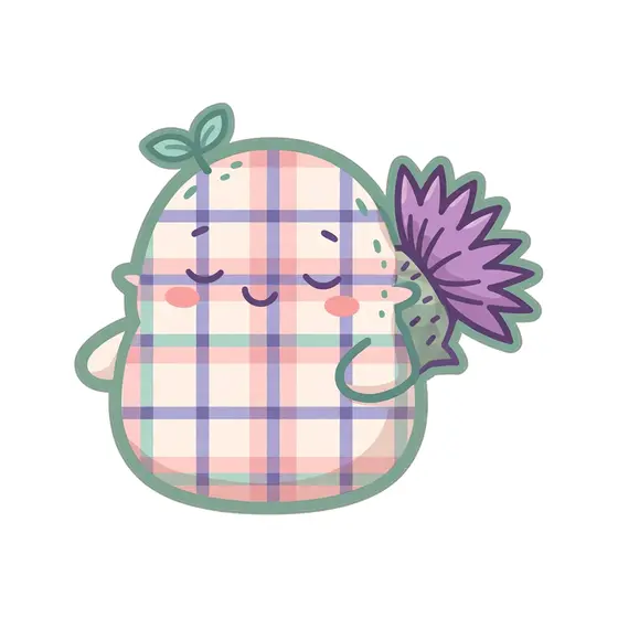 Cream Tartan Blob With Thistle