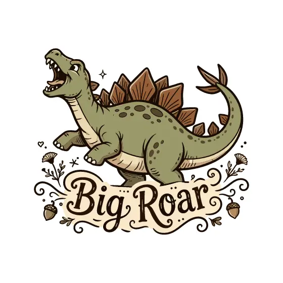 Leaping Dinosaur With Acorn Flourishes