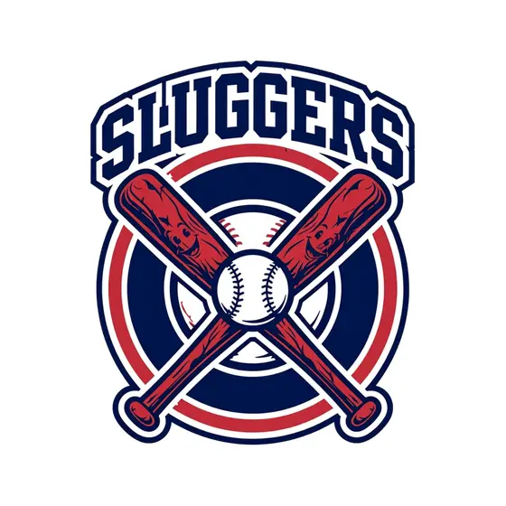 Crossed Bats Sluggers Emblem Navy Red