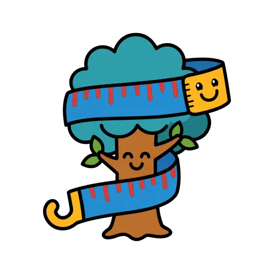 Blue Tape Measure Hugging Teal Tree