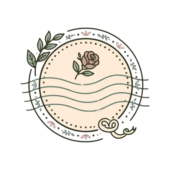 Dusty Rose Postmark With Leafy Sprig