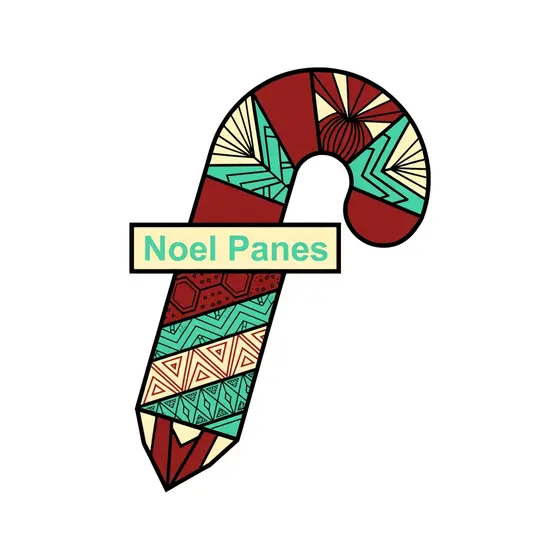 Patterned Candy Cane With Noel Panes