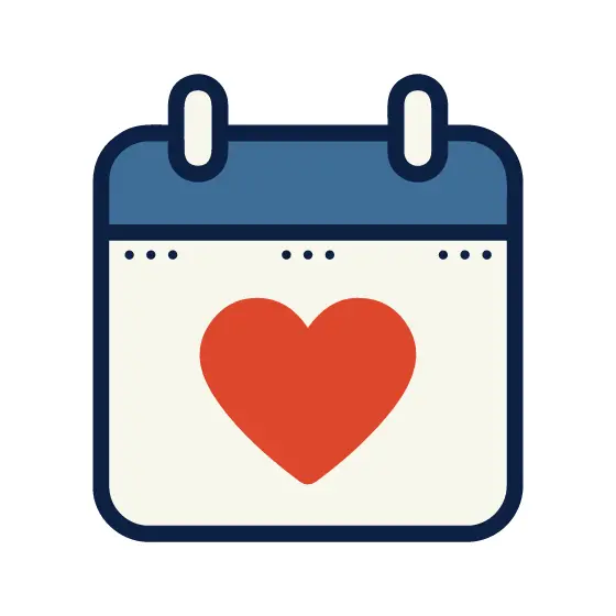 Calendar With Heart and Dots
