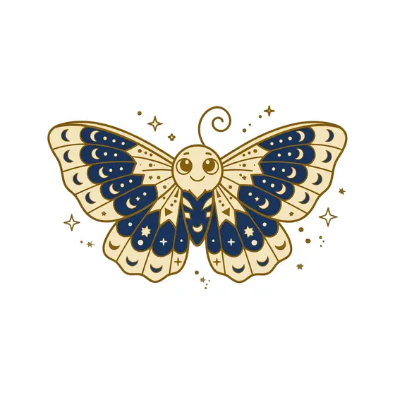 Symmetrical Moth With Curled Antenna