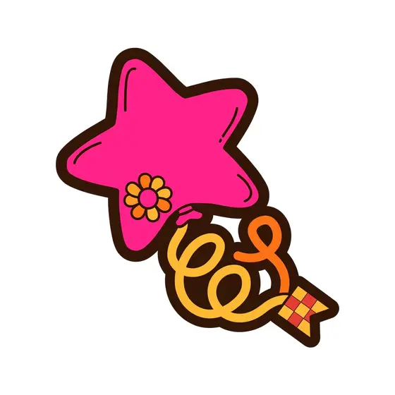 Tilted Pink Star Balloon With Orange Accent
