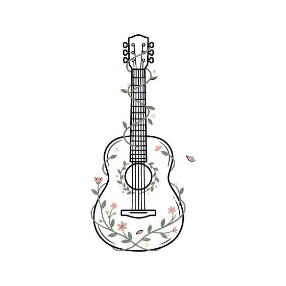 Acoustic Guitar Overgrown With Blush Vines