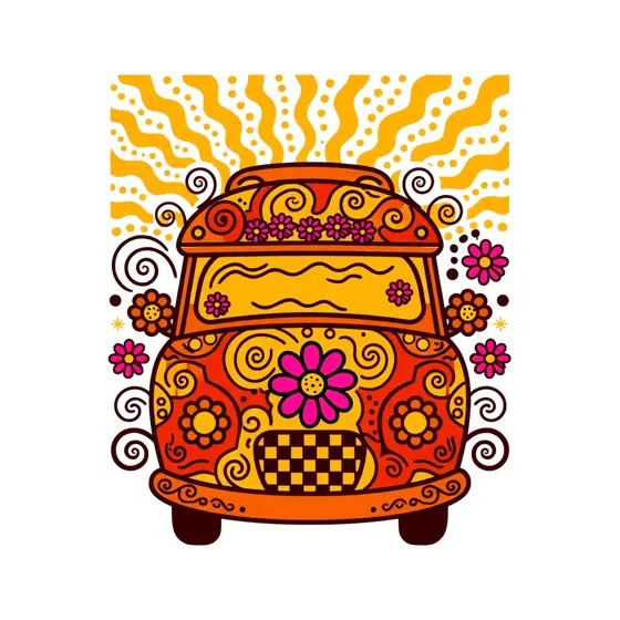Front View Camper Van With Rays