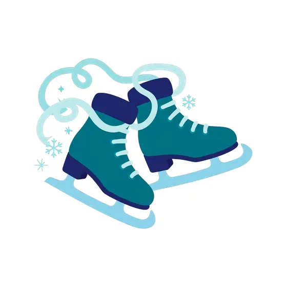 Teal Skates With Swirling Ribbon Trails