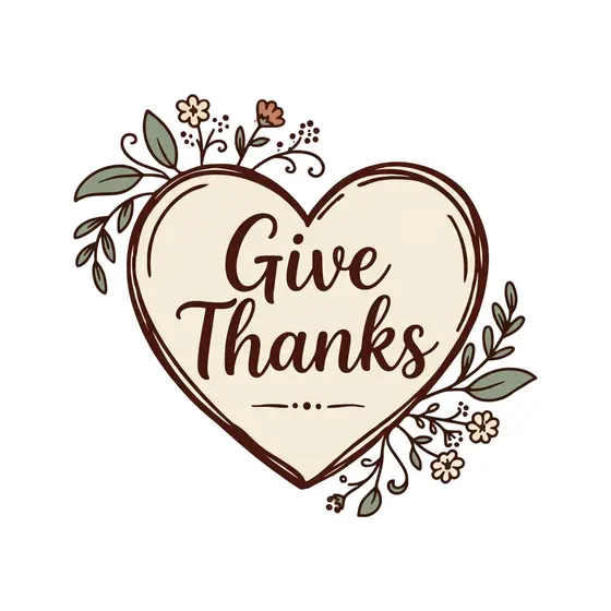 Give Thanks Heart With Floral Swirls