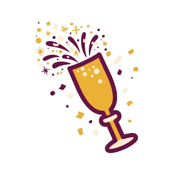 Gold Champagne Flute With Plum Rim