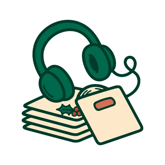 Headphones on Stacked Records with Holly