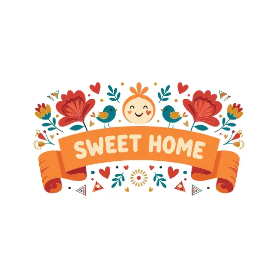 Sweet Home Banner With Round Chick