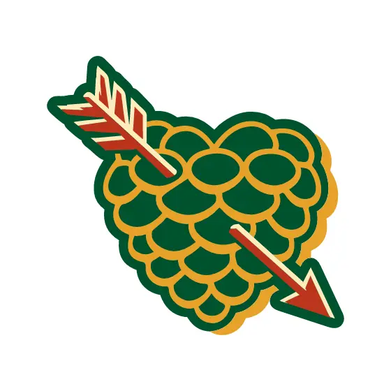 Pine Cone Heart With Green Arrow