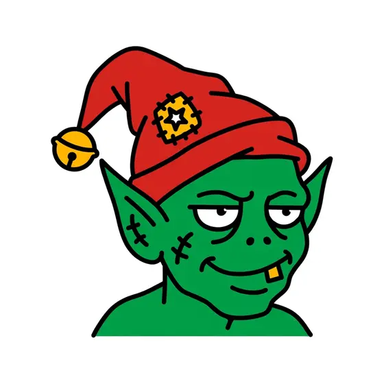 Zombie Elf With Red Bell Hat