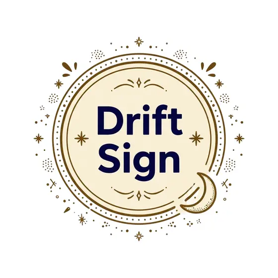 Circular Drift Sign Badge With Moon