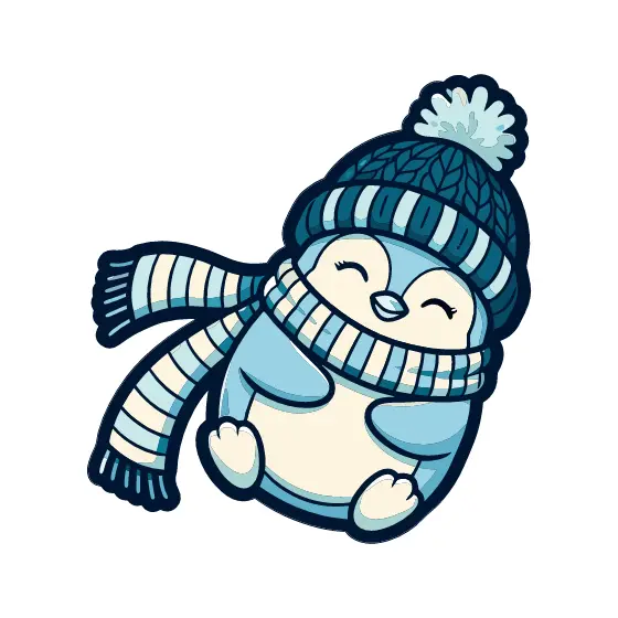 Pale Blue Penguin With Pom-Pom Hat