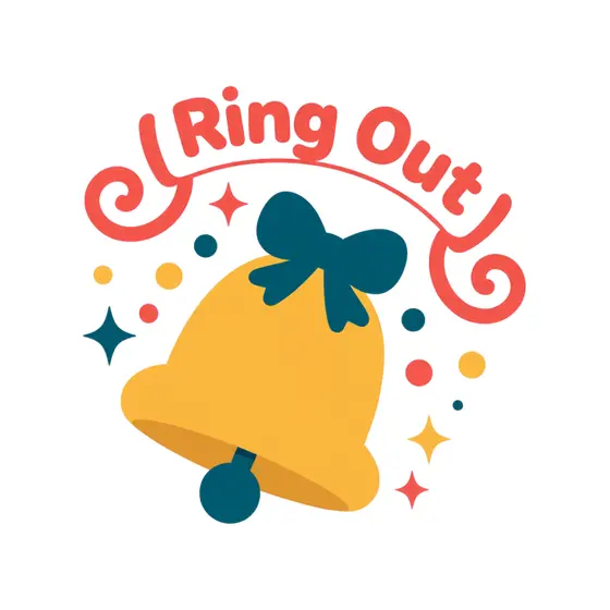 Golden Bell with Coral Ring Out Banner
