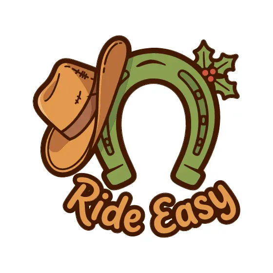 Green Horseshoe with Tan Hat and Ride Easy