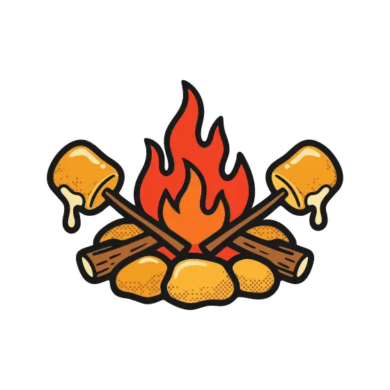 Campfire With Logs And Marshmallows