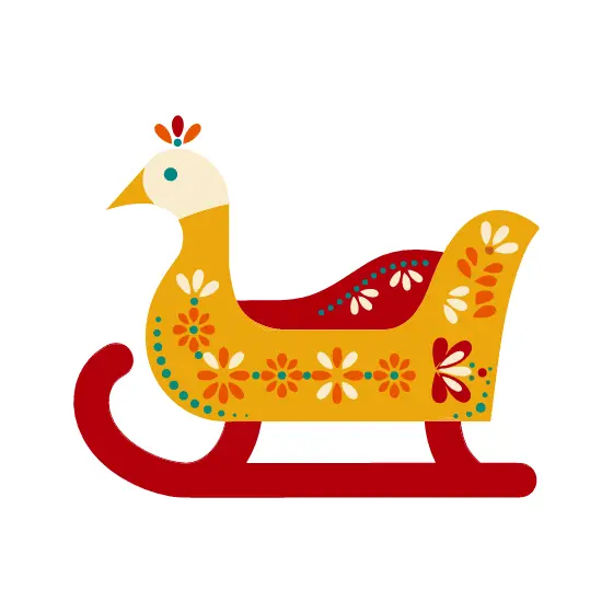 Mustard Bird Sled With Teal Dots