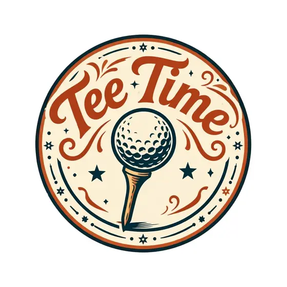 Tee Time Circle Badge With Golf Ball
