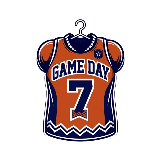 Orange Jersey With Navy Zigzag Hem
