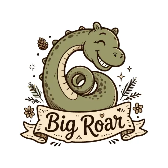 Coiled Dinosaur With Pine Sprigs