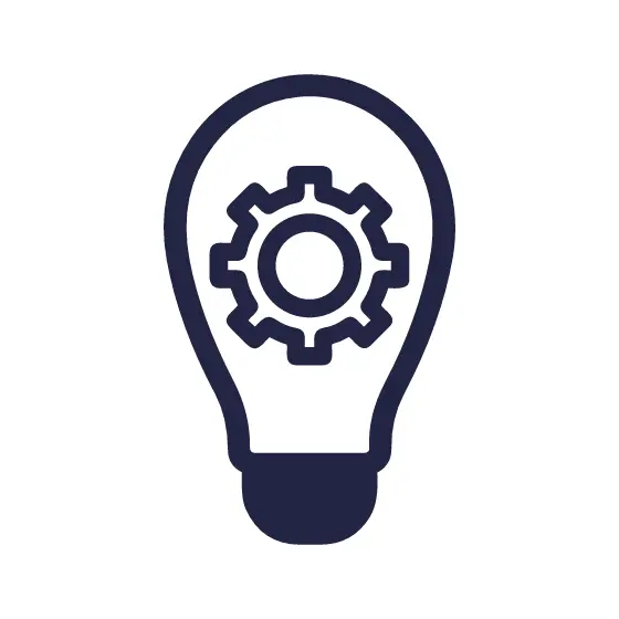 Lightbulb With Gear Outline Icon