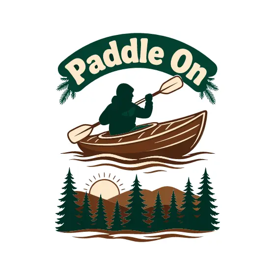 Paddle On Kayak Scene With Pines
