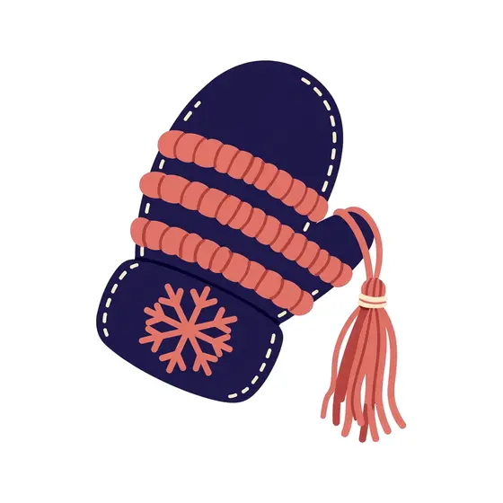 Navy Mitten With Coral Stripes