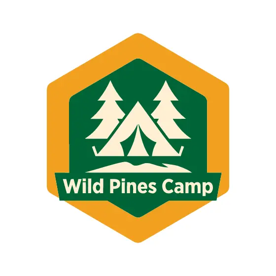 Hexagon Wild Pines Camp Mountain Badge