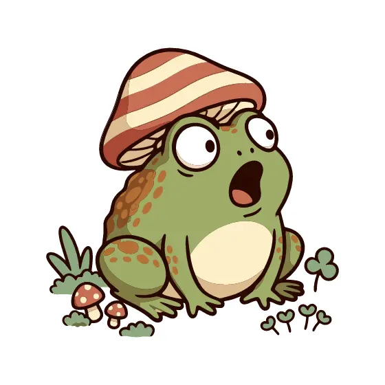 Startled Frog Striped Mushroom Cap