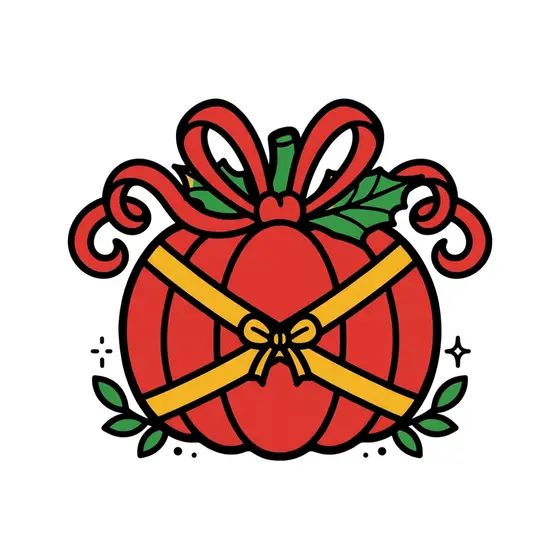 Red Pumpkin Gift Box With Gold Ribbon