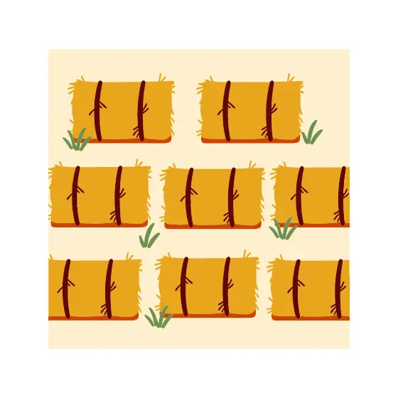 Hay Bale Grid With Grass Tufts