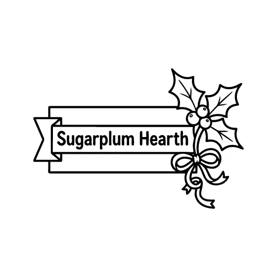 Sugarplum Hearth Ribbon Label with Holly