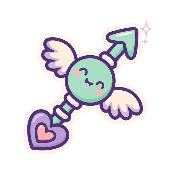 Mint Cupid Arrow With Lavender Heart