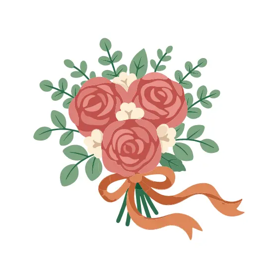 Dusty Rose Bouquet With Ribbon