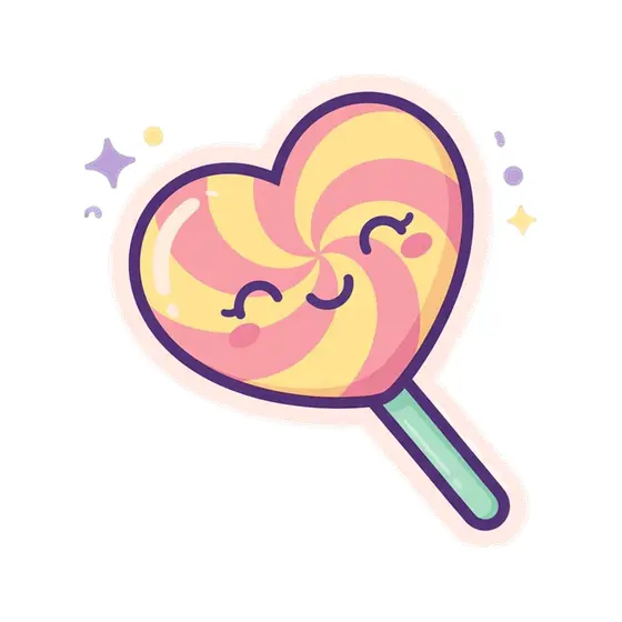 Pink Yellow Swirl Heart Lollipop