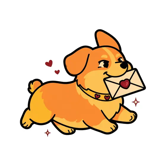Golden Puppy With Love Letter