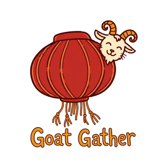 Red Lantern With Peeking Goat