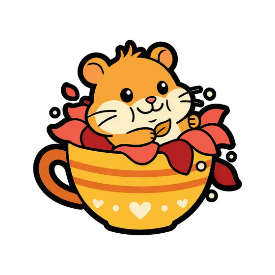 Striped Yellow Teacup With Hamster Leaf