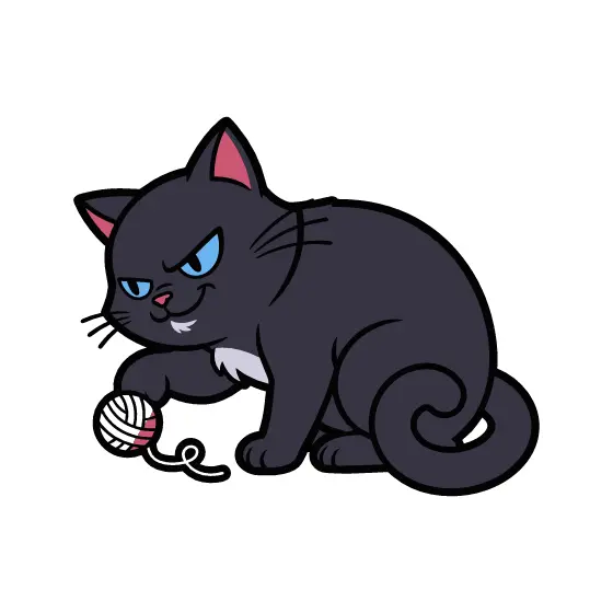 Black Cat Batting Yarn Ball